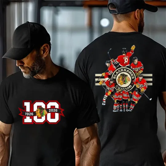 Discover Double Sided Chicago Blackhawks 100th Anniversary T-Shirt