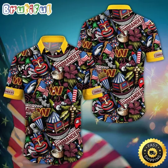 football Washington Commanders Hawaiian Shirt Tiki Me Off Aloha Shirt