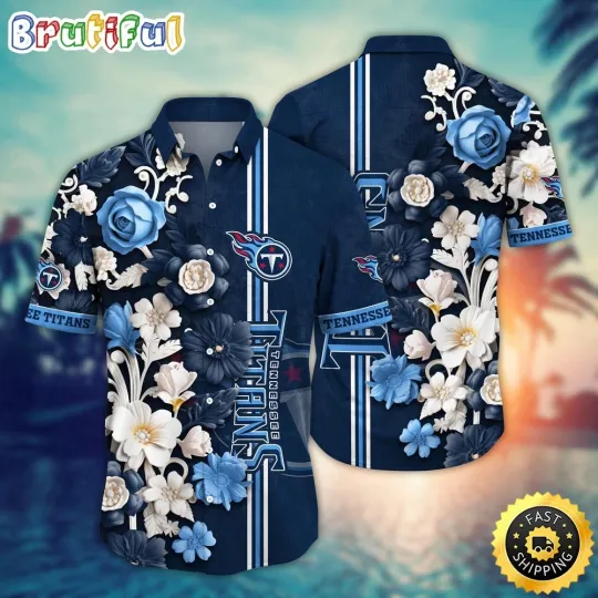 Discover Tennessee Titans Hawaiian Shirt Flower Aloha Shirt For Fans