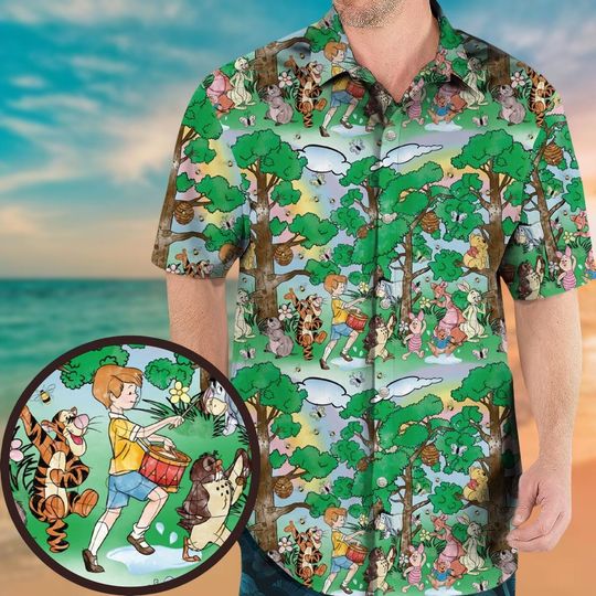 Discover Winnie The Pooh Button Shirt, Pooh And Friends Hawaiian Shirt, Disney Movie Cartoon Summer Beach Shirt, Disneyland Gifts For Her Him