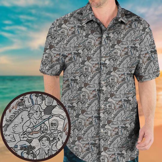 Discover Star Wars Movie Button Shirt, Spaceship Movie Hawaiian Shirt, Disney Summer Shirt, Star Wars Fans Gifts For Him, Aloha Vacation Shirt