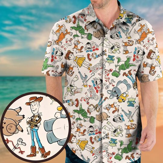 Discover Disney Toy Story Button Shirt, Magical Castle Hawaiian Shirt Woody Buzz Lightyear Shirt, Hawaii Shirt For Toy Story Lovers, Summer Gift