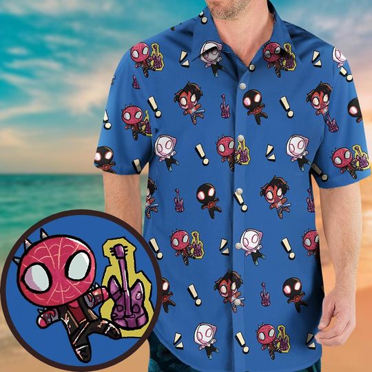 Discover Spiderman Button Shirt, Spider Man Hawaiian Shirt, Superhero Shirt, Peter Parker Hawaii Shirt Men, Disney Family Shirt, Summer Shirt