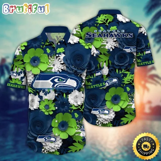 Discover Seattle Seahawks Hawaiian Shirt Flower Colorful Coastal Shirt