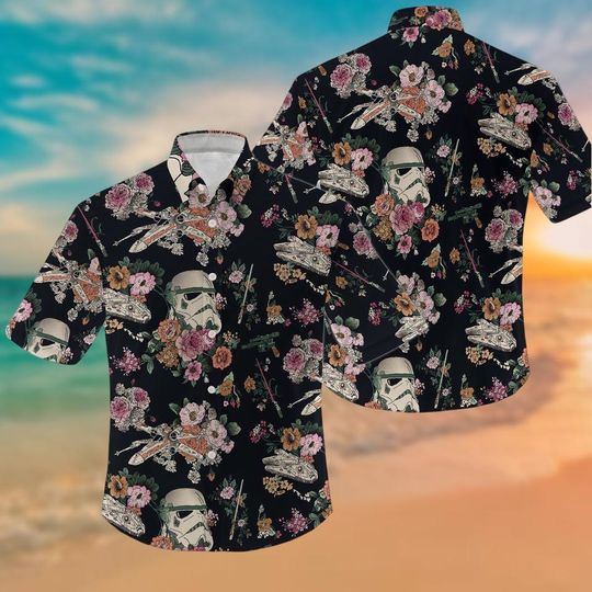 Discover Stormtrooper Floral Button Shirt, Star Wars Hawaiian Shirt, Star Wars Summer Tropical Shirt, Disney Movie Summer Beach Vacation Shirt