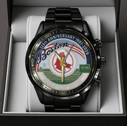 Discover Boston Red S 125th Anniversary Steel Band Watch