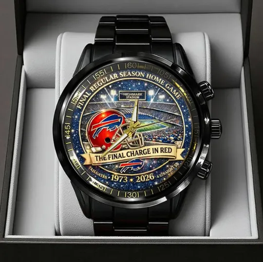 Discover Buffalo Bill Final Home Game Black Stainless Steel Band Watch