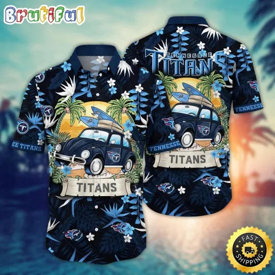 Discover football Tennessee Titans Hawaiian Shirt Car Palm Tree Aloha Shirt