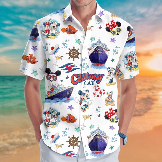 Discover Disney Cruise Button Shirt, Disney Castaway Cay Hawaiian Shirt, Mickey Minnie Friends Summer Shirt, Disney World Gift, Disneyland Shirt