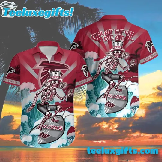 Atlanta Falcons Grateful Dead Surfing Skeleton Hawaiian Shirt