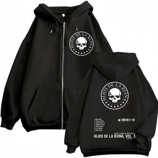 Discover Rap Duo Natos Y Waor Hijos De La Ruina Album Zipper Hoodie Men's Women Hip Hop Retro Zip Up Sweatshirts Gothic Fashion Pullovers