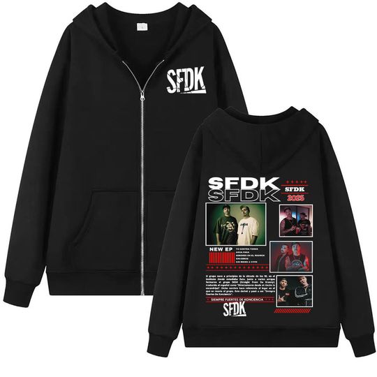 Discover Rapper Sfdk Album Tour 2025 Zipper Hoodies Men Women Harajuku Hip Hop Gothic Street Sweatshirt Jacket Casual Loose Zip Up Hoodie