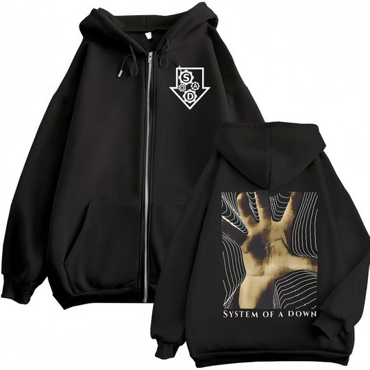 SYSTEM OF DOWN Album Graphic Zipper Hoodies Harajuku Rock Pop Music Zip Up Sweatshirts Unisex Fashion Casual Loose Pullovers