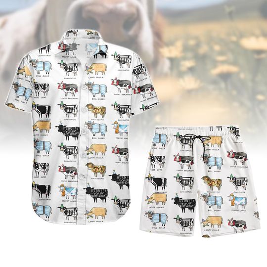 Discover Cows Hawaiian Shirt and Short, Retro Cows Hawaiian Shirt, Cow Lover Shirt, Funny Cow Shirt, Farm Lover, Farm Animal Shirt, Farm Gift