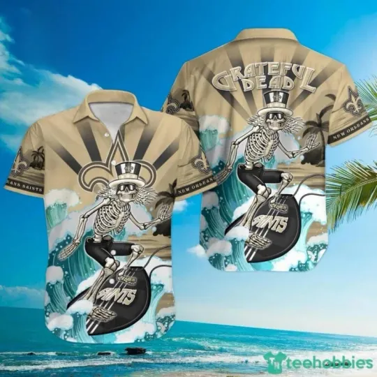 New Orleans Saints Grateful Dead Wave Hawaiian Shirt