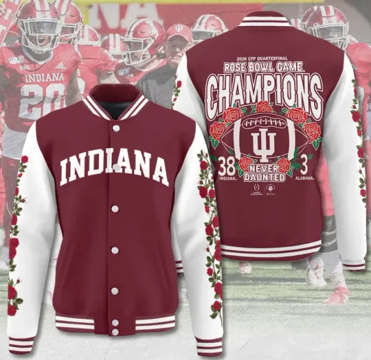 Indianaa Hoosier1 Football 2026 Rose Bowl Champions 3D Baseball Jacket