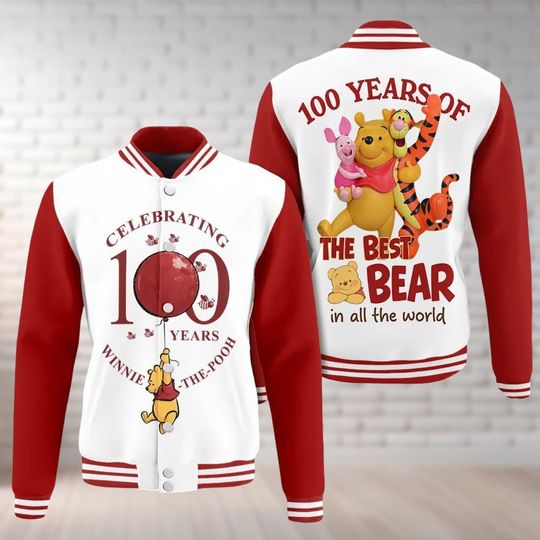 Winnie The Pooh 100th Anniversary Friends Baseball Jacket, Pooh Eeyore Piglet Tigger Shirt, Disneyland 100 Years Jacket, Friend Gifts