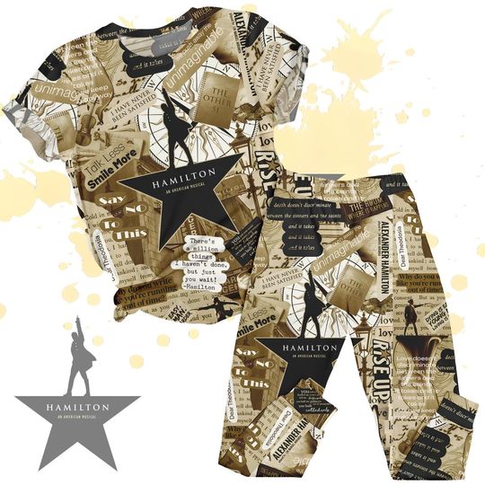 Discover Hamilton Musical T-Shirt & Pants Pajamas Set, Hamilton Broadway Shirt Pants Set, Alexander Hamilton Pjs, American Musical Gift