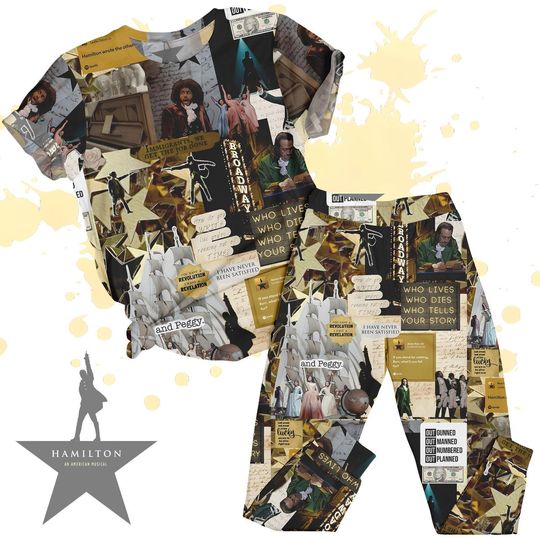 Discover Hamilton Musical Show T-Shirt & Pants Pajamas Set, Broadway Musical Shirt Pants Set, Alexander Hamilton Pjs, American Musical Gift For Fan