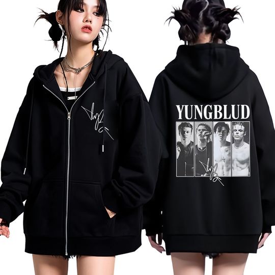 IDOLS Tour 2025 Yungblud Signature Graphic Vintage Zip Up Hoodies Men Women Long-sleeved Casual Hip-hop Punk Zipper Sweatshirt