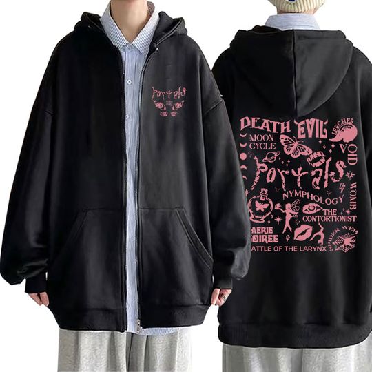 Singer Melanie Martinez Portals Graphic Zipper Hoodie Men Women Hip Hop Oversized Zip Up Hoodies Male Casual Loose Zip Up Jacket