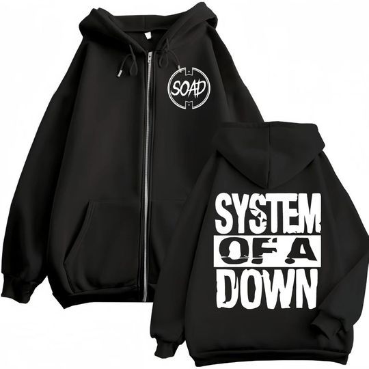 Rock Band SYSTEM OF DOWN Print Zipper Hoodie High Quality Fashion Oversized Zip Up Pullovers Men Women Casual Loose Sweatshirt