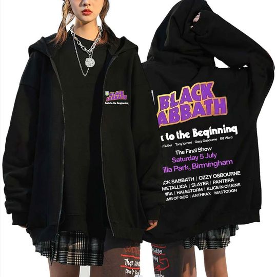 Heavy Metal Rock Band Black Sabbath Back To The Beginning Zipper Hoodie Men Women Fashion Vintage Oversized Zip Up Jacket Coat