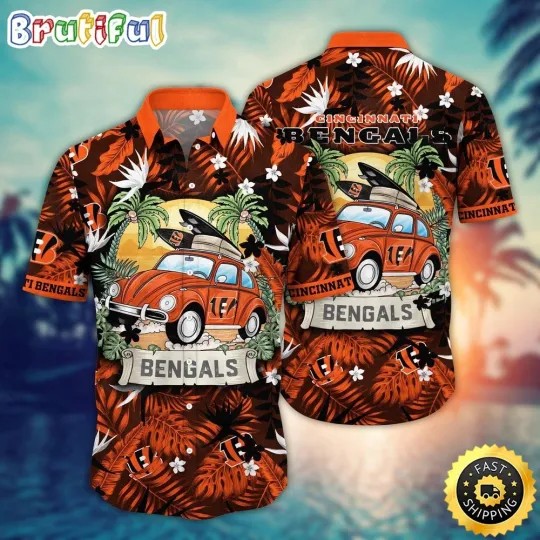 Discover football Cincinnati Bengals Hawaiian Shirt Car Palm Tree Aloha Shirt