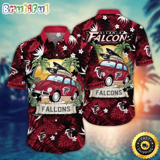 football Atlanta Falcons Hawaiian Shirt Car Palm Tree Aloha Shirt