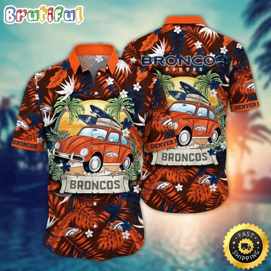 Discover football Denver Broncos Hawaiian Shirt Car Palm Tree Aloha Shirt