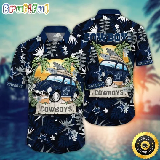 Discover football Dallas Cowboys Hawaiian Shirt Car Palm Tree Aloha Shirt