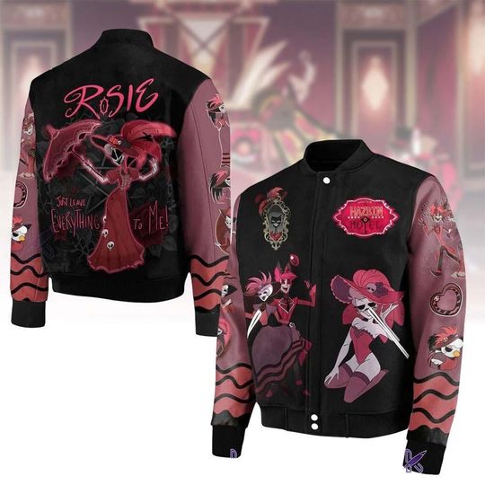 Hazbin Hotel Rosie Baseball Jacket, Charlie Morningstar and Rosie Jacket For Men And Women, Gift For Couple, Hazbin Hotel Gift For Fan