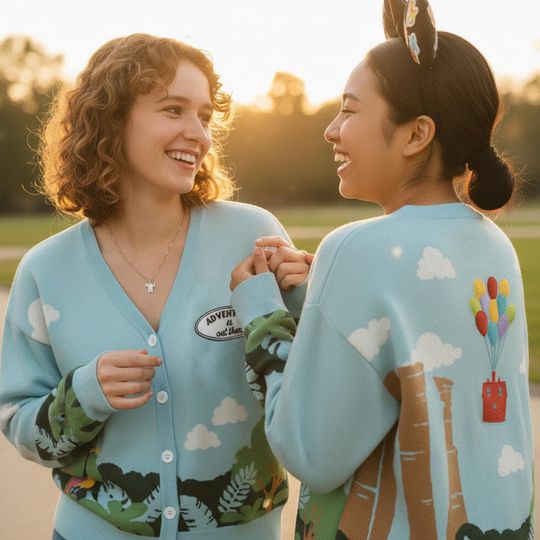 Discover Vintage Up Adventure Is Out There Print Cardigan, Pixar Up Cardigan, Disney Wilderness Explorer Top, Pixar Up Paradise Falls Outfit