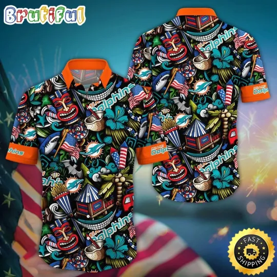 football Miami Dolphins Hawaiian Shirt Tiki Me Off Aloha Shirt