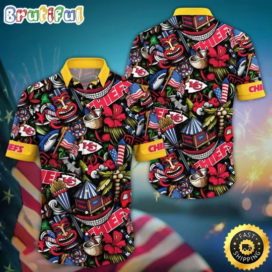 football Kansas City Chiefs Hawaiian Shirt Tiki Me Off Aloha Shirt