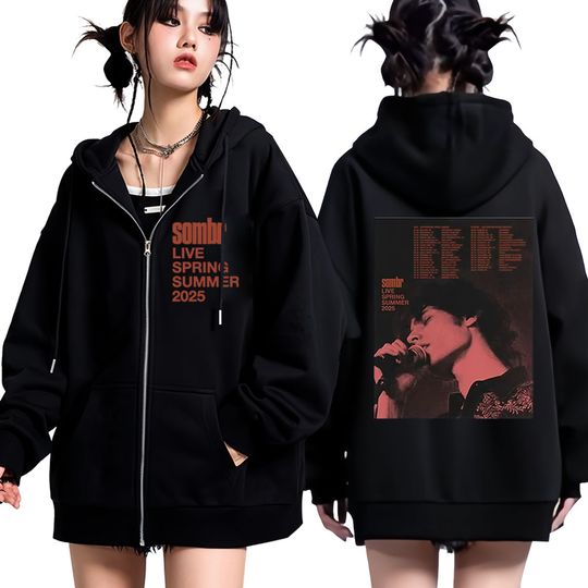 Discover Sombr Merch Hoodie LIVE 2025 Tour Zipper Hoodie Men Women Long Sleeve Sweatshirt Hip-hop Oversized Zip Up Jacket Coats Fan Gifts