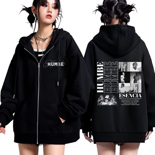 Discover Singer Humbe Esencia Tour 2026 Print Zipper Hoodie Men's Casual Harajuku Pullover Winter Autumn Fashion Oversized Jacket Coats