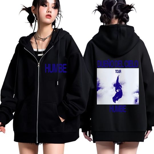Discover Singer Humbe Esencia Tour 2026 Album Zipper Vintage Hoodie Men Women Casual Hip-hop Oversized Harajuku Loose Zip Up Sweatshirt