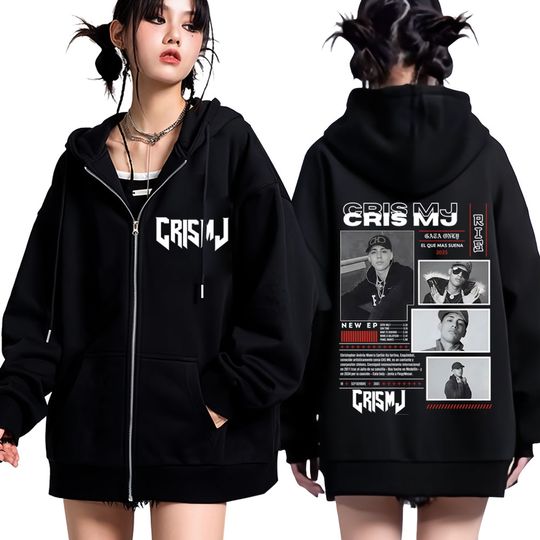 Discover Rapper Cris Mj Tour 2026 Print Zip Up Hoodie Men Women Fashion Pullover Long-sleeved Casual Oversized Loose Zipper Sweatshirt
