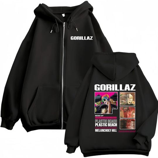 Discover Gorillaz The Mountian New Album 2026 Tour Pullover Coats Men Women Fashion Vintage Zip Up Hoodies High Quality Zipper Sweatshirt