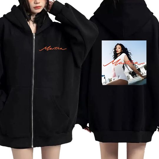 Discover 2025 Korean Fashion JENNIE MANTRA Zip Up  Hoodie  Double Sided Print  Double Sided Print Zipper Fleece Sweatshirt Unisex Jacket