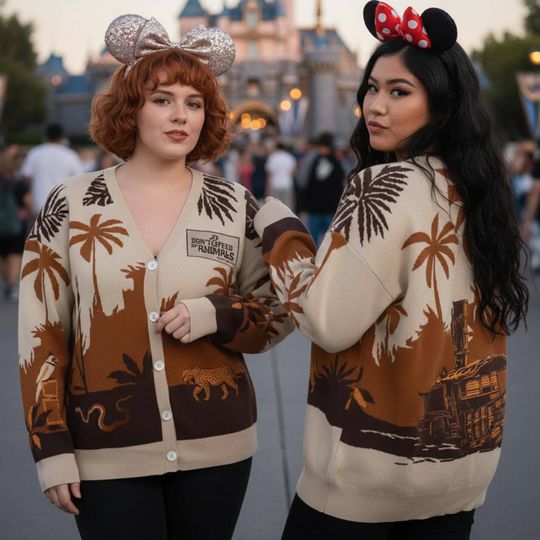 Disney Jungle Cruise Animals Print Cardigan, Animal Kingdom Cardigan, Handmade Kawaii Cardigan for Women, Cute Aesthetic Disney Outfit