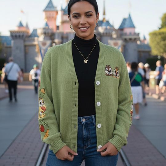 Disney Chip And Dale Collar Girls Print Cardigan, Disney Bestie Matching Cardigan, Handmade Kawaii Cardigan for Women