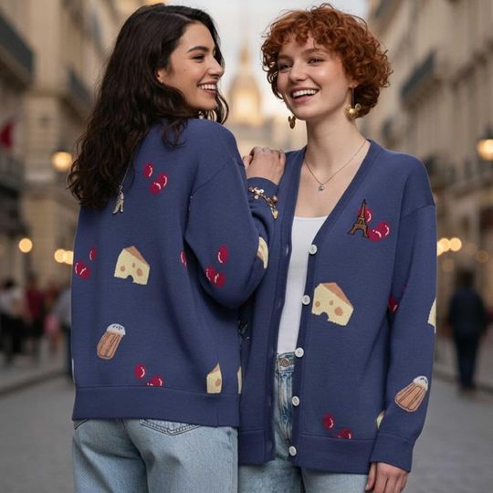 Funny Remy Little Chef Cheese and Cherries Print Cardigan, Pixar Ratatouille Cuisine Cardigan, Disney Remy Chef Outfit, Disney Trip Outfit