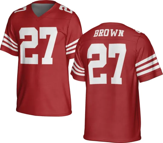UNSIGNED CUSTOM Sewn Stitched Ji'Ayir Brown Red Jersey - Size S to 5XL