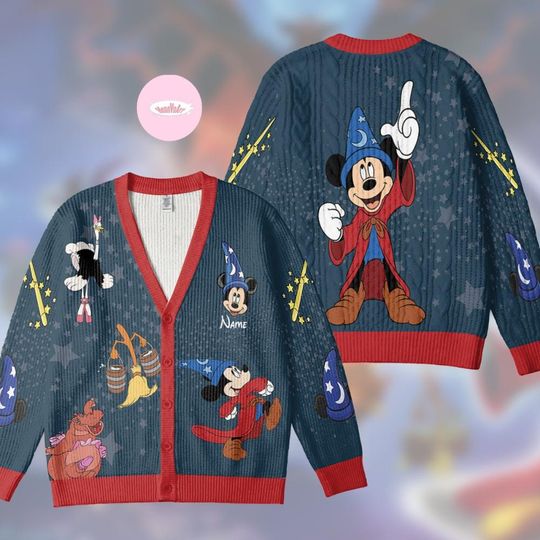 Personalized Disney Fantasia Cardigan, Fantasia Sorcerer Mickey Disney Trip All-over Print Cardigan, Fantasmic Some imagination huh