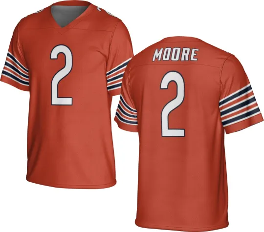 Discover UNSIGNED CUSTOM Sewn Stitched DJ Moore Orange Jersey - Size S to 5XL