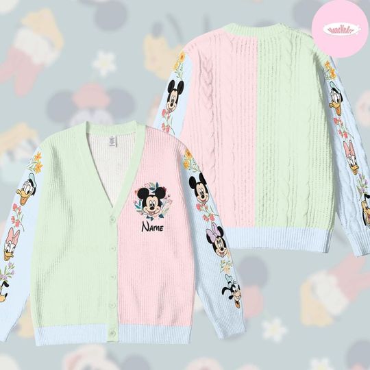 Discover Personalized Floral Mickey and Friends Disney Cardigan, Disney Trip All-over Print Cardigan, Epcot Flower and Garden Festival 2026