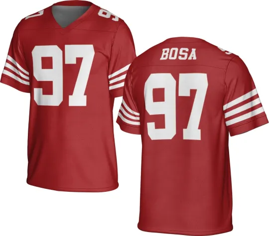 UNSIGNED CUSTOM Sewn Stitched Nick Bosa Red Jersey - Size S to 5XL