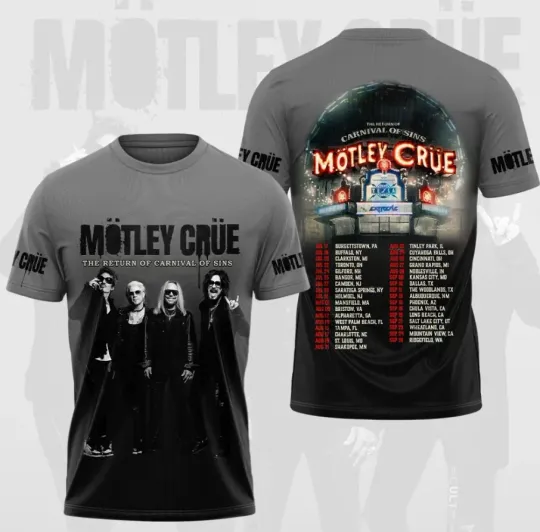 Discover The Return Of Carnival Of Sins Mötley Crüe Tour 2026 3D T-Shirt